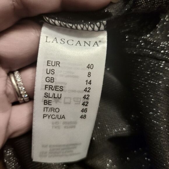 Lascana Ribbed Glitter V-neck Sleeveless Dress Black Size 8 - Picture 6 of 7